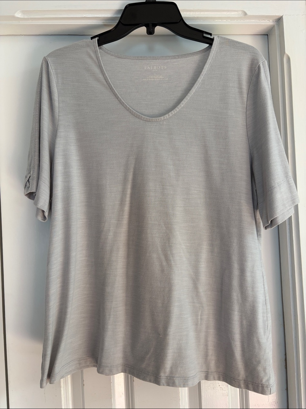 Talbots Light Gray Short Sleeve V-Neck Tee